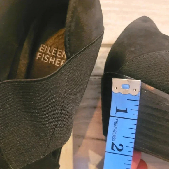 EILEEN FISHER Perry tumbled nubuck suede black ankle booties shoes Wmn's 7.5 - Picture 11 of 11
